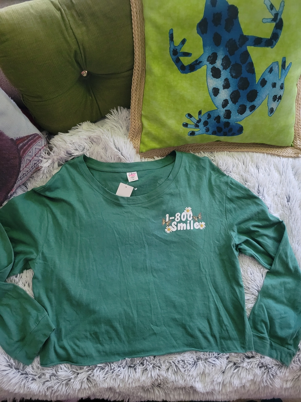 1-800 Smile Green Crop Top - Casual Women's Tee - Picture 5 of 16
